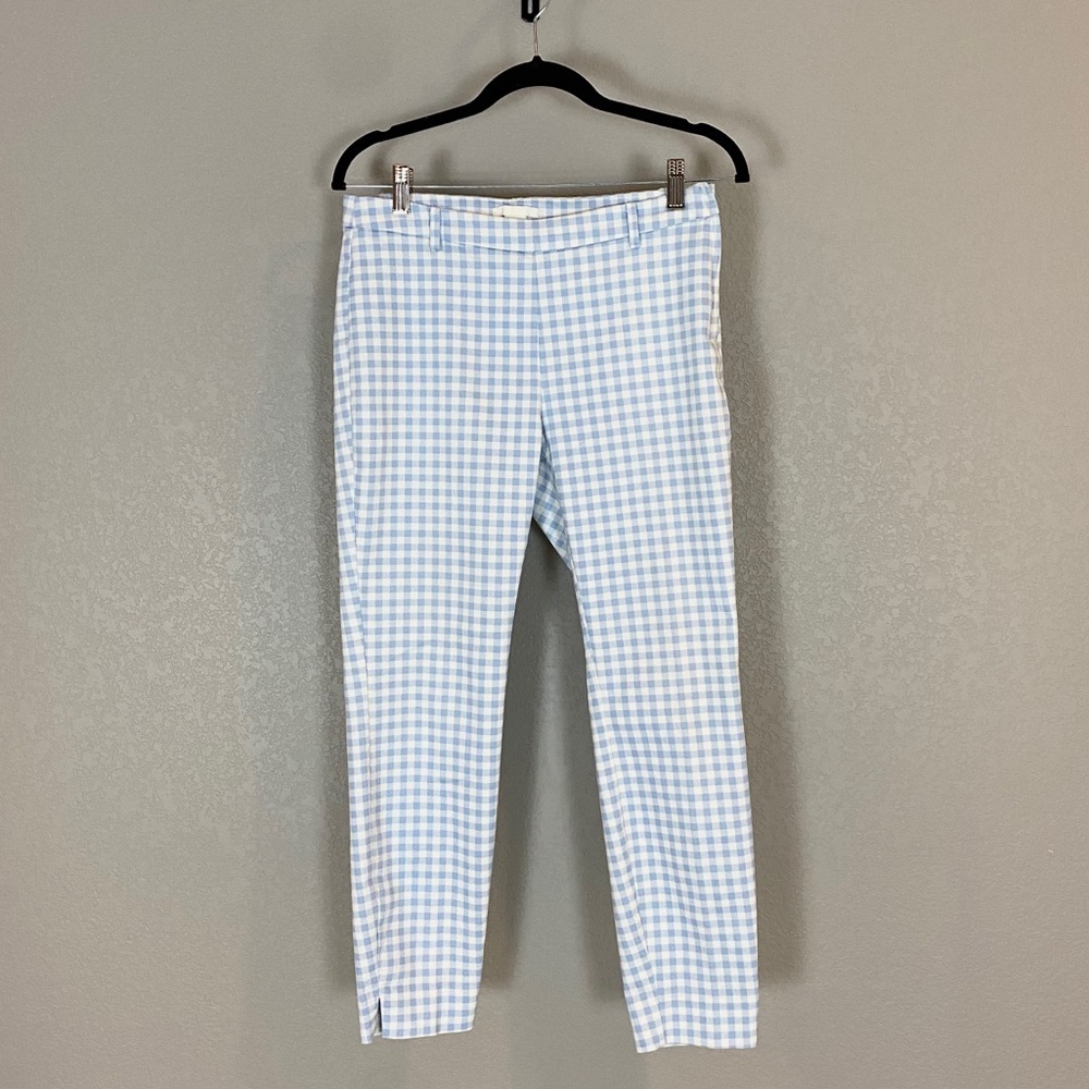 H&M Baby Blue & White Checkered Trouser Pants